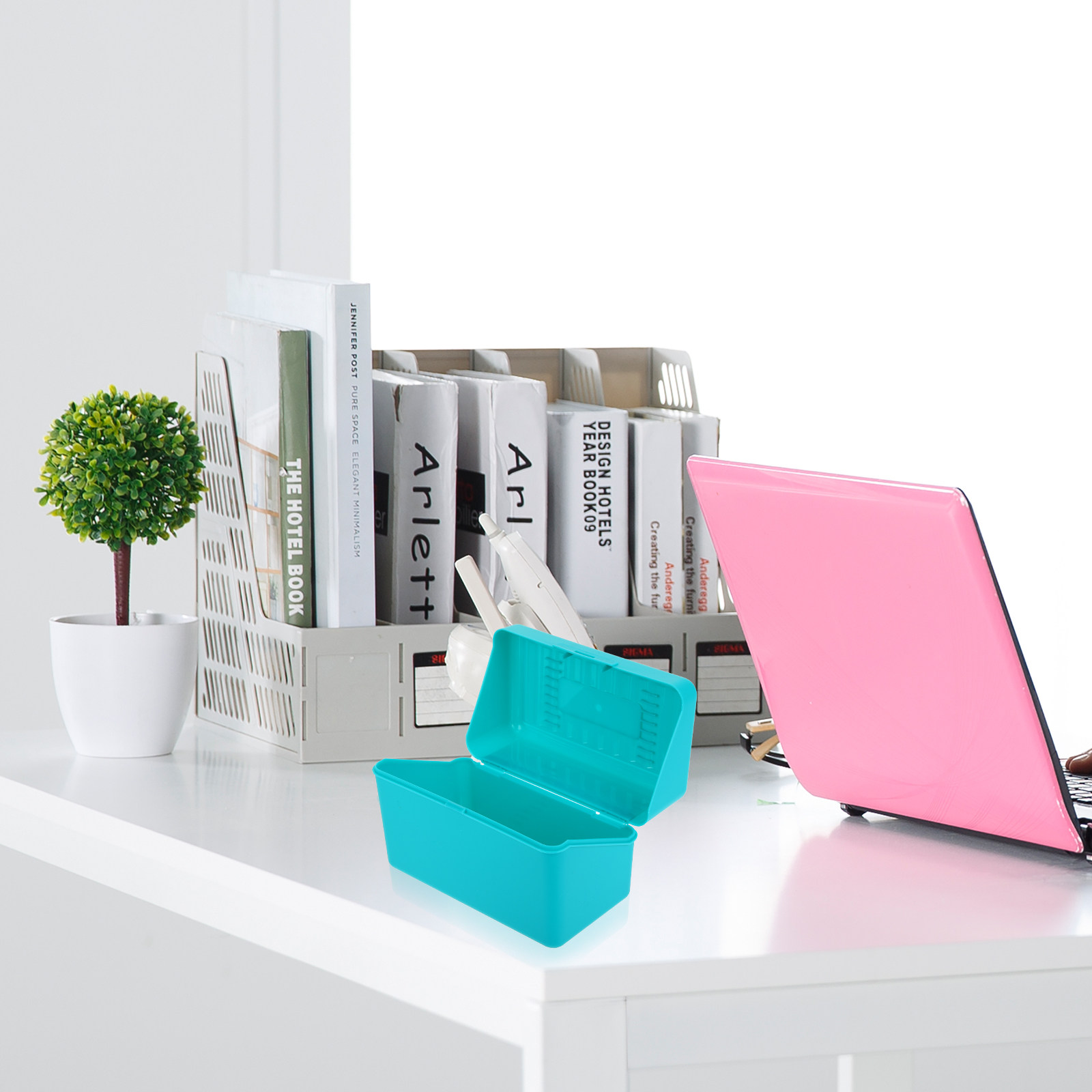 Index Card Holder - 4Pcs Plastic Index Card File Box